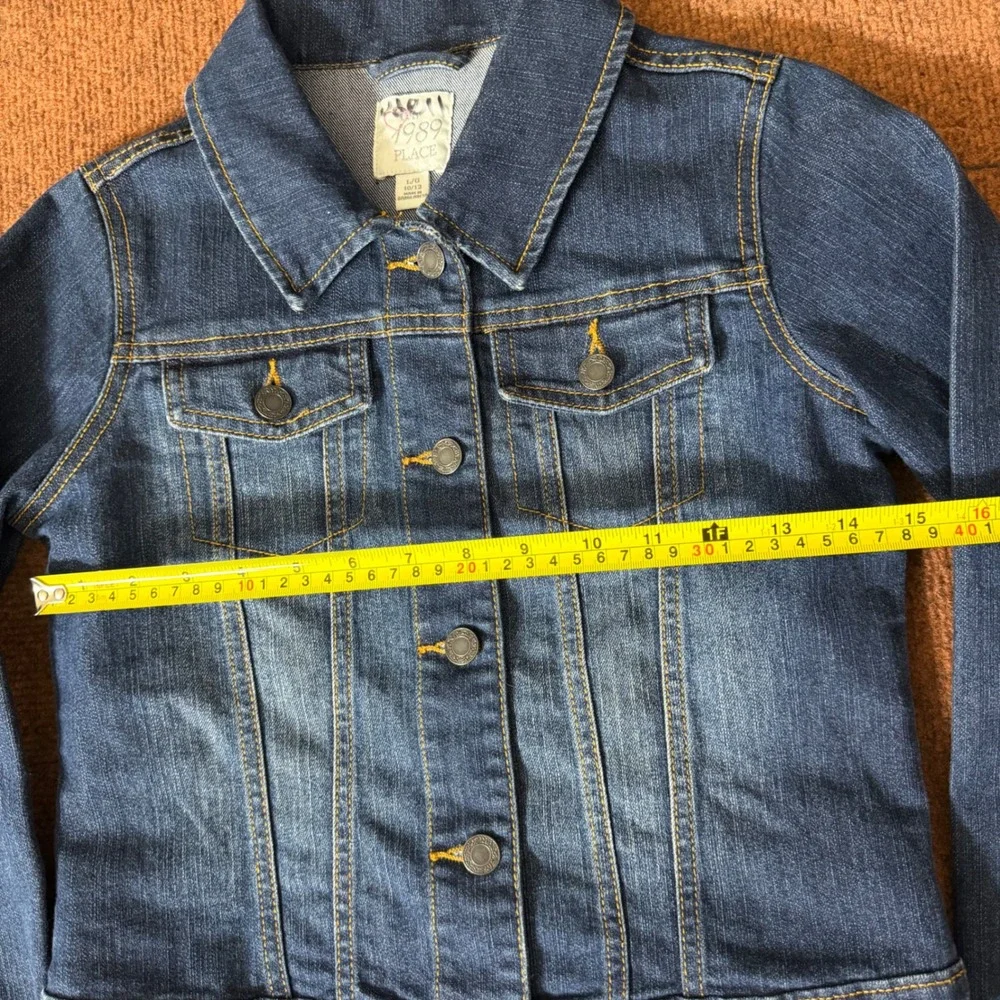 B-‎ The Children's Place Girls Blue Denim Jacket Unicorn Embroidery Size L 10/12